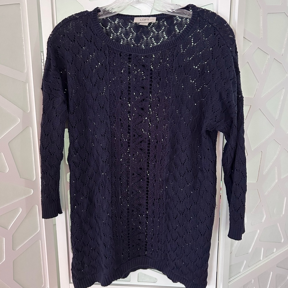 LOFT Women's Navy Crew Neck Sweater
